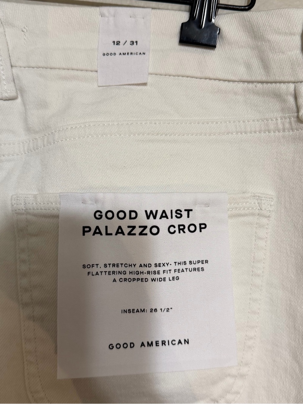 Good American White Good Waist Cropped Palazzo Jeans